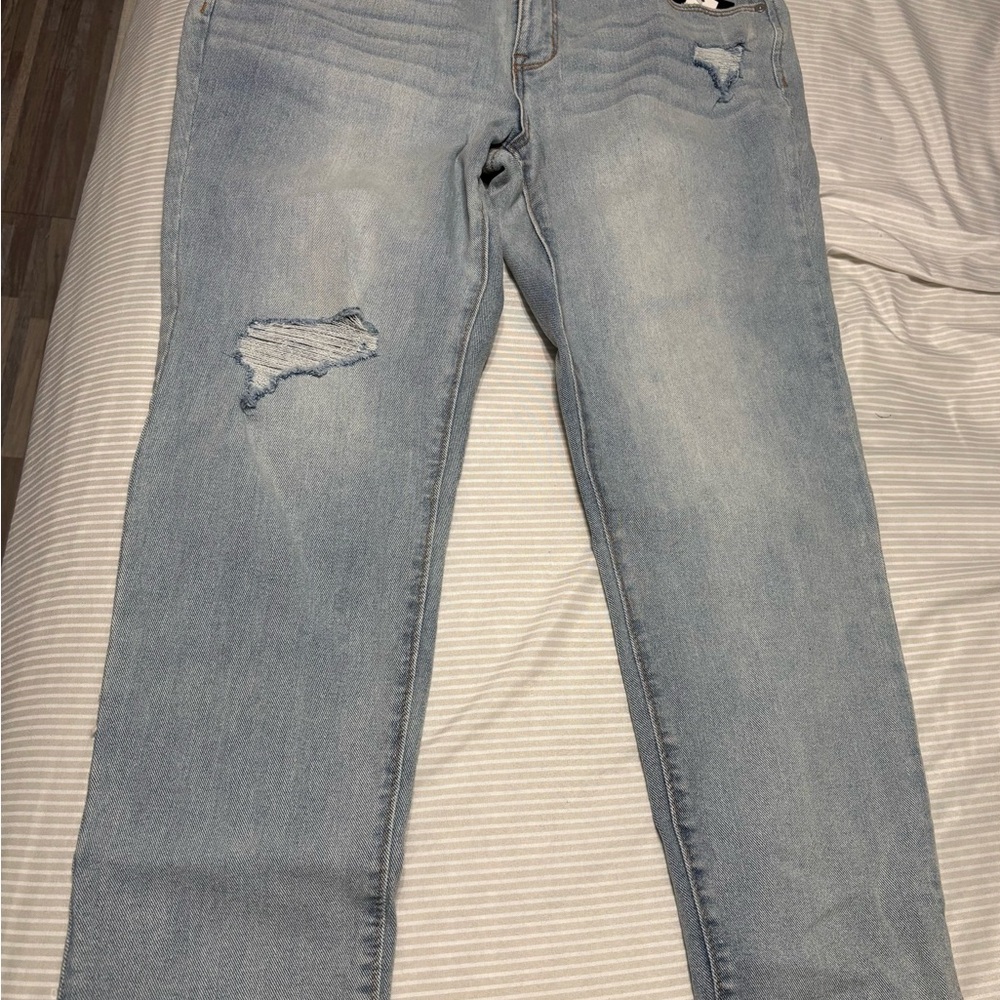 Women's Light Blue Distressed Jeans